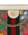 GG Supreme Monogram Flora Web Small Ophidia Chain Shoulder Bag White