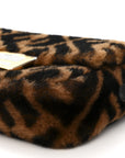 Shearling Vitello Dolce Macro FF 1974 Mini Baguette Tobacco Black