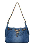 Washed Denim Quilted Mini CHNL 25 Handbag Blue
