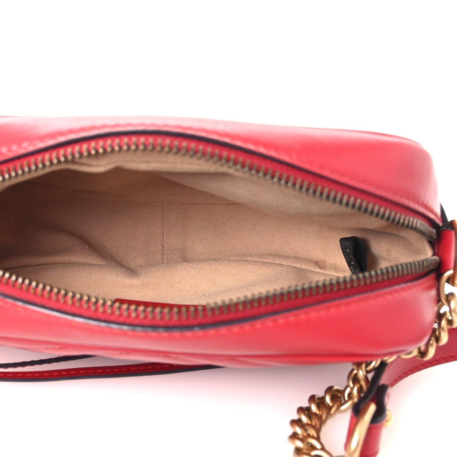 Calfskin Matelasse Mini GG Marmont Chain Shoulder Bag Hibiscus Red
