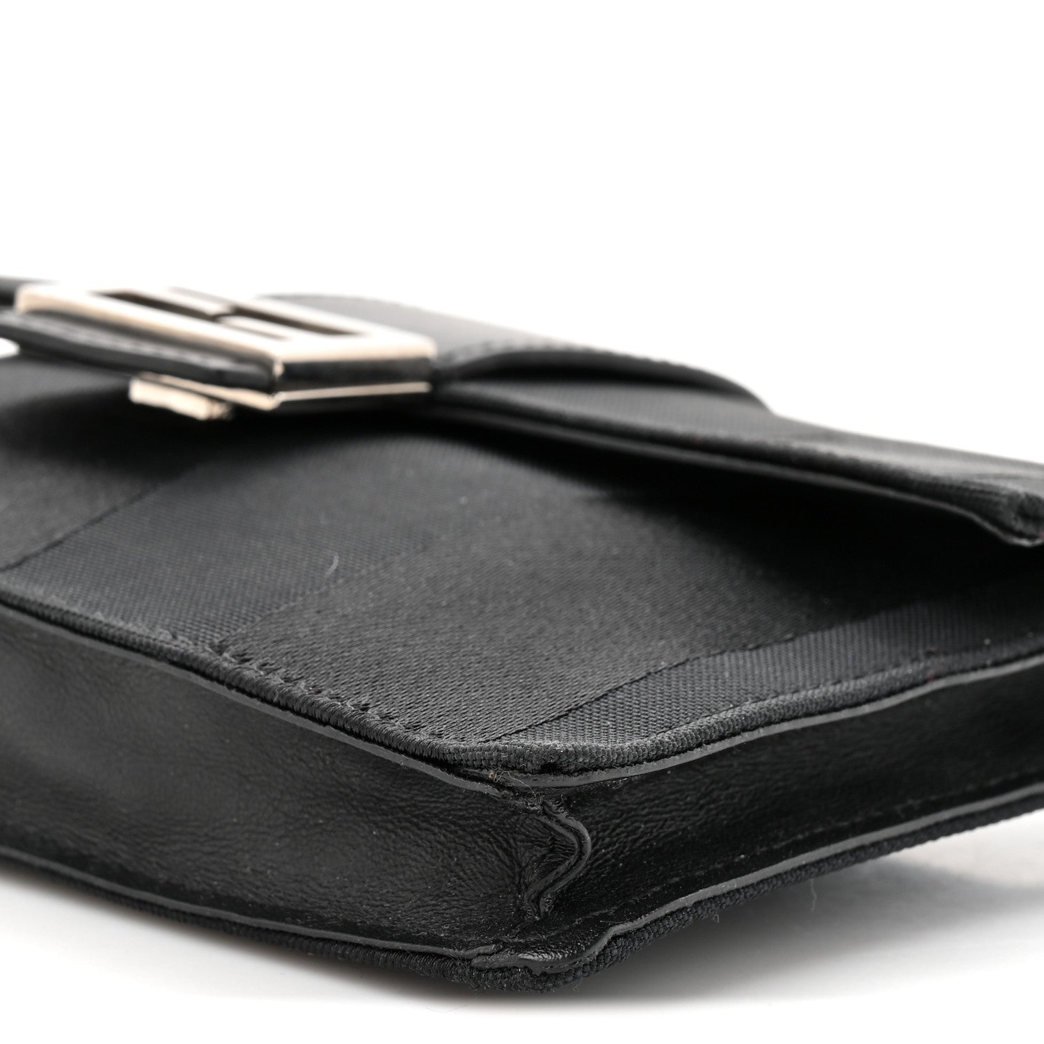Recycled Nylon Vitello Grace Light Pequin Baguette Belt Pouch Black