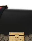 GG Supreme Monogram Web Medium Padlock Messenger Shoulder Bag Black