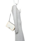 Lambskin Iridescent PVC Chevron Quilted Medium Boy Flap White Silver