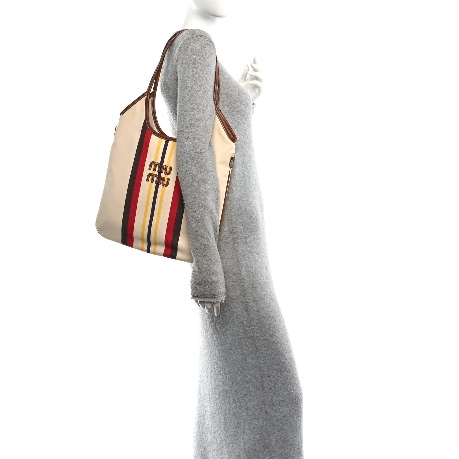 Canvas Calfskin Striped Ivy Beige Naturale Moro