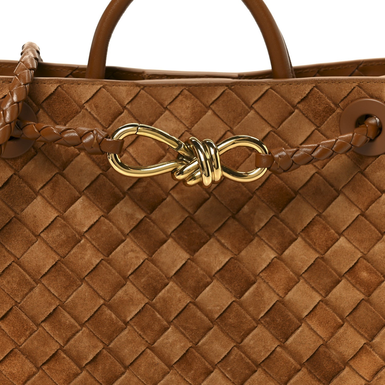 Suede Intrecciato Small Andiamo Shoulder Bag Amber
