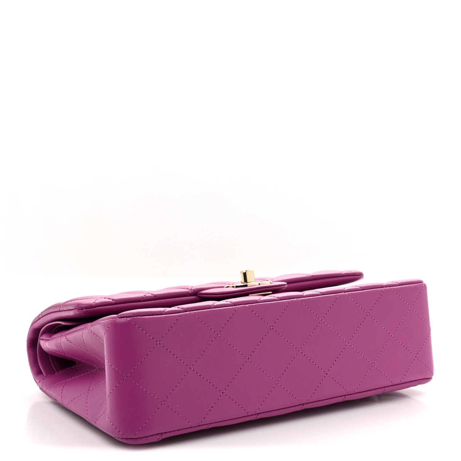 Lambskin Quilted Small Double Flap Purple