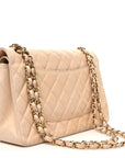Lambskin Quilted Jumbo Double Flap Beige