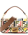 Canvas Ricamo Vitello King FF Multicolor Embroidered Baguette Grezzo Multicolor Gianduia