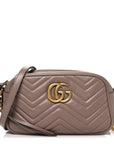 Calfskin Matelasse Small GG Marmont Chain Shoulder Bag Porcelain Rose