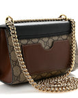 GG Supreme Monogram Calfskin Small Padlock Shoulder Bag Beige Black Cuir