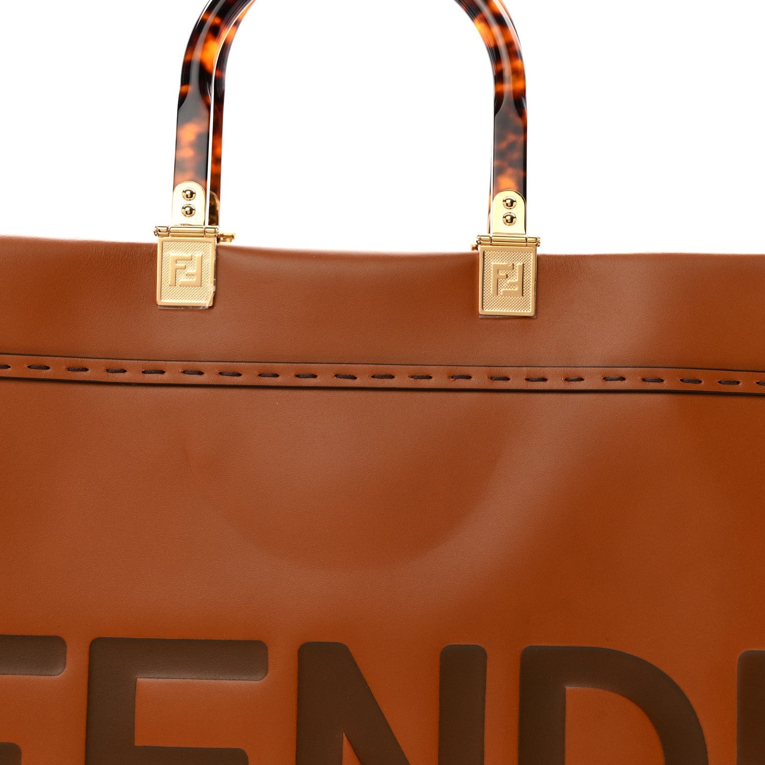 Vitello King Plexiglass Medium FNDI Sunshine Shopper Tote Cuoio