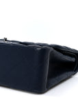Lambskin Quilted Jumbo Double Flap Navy