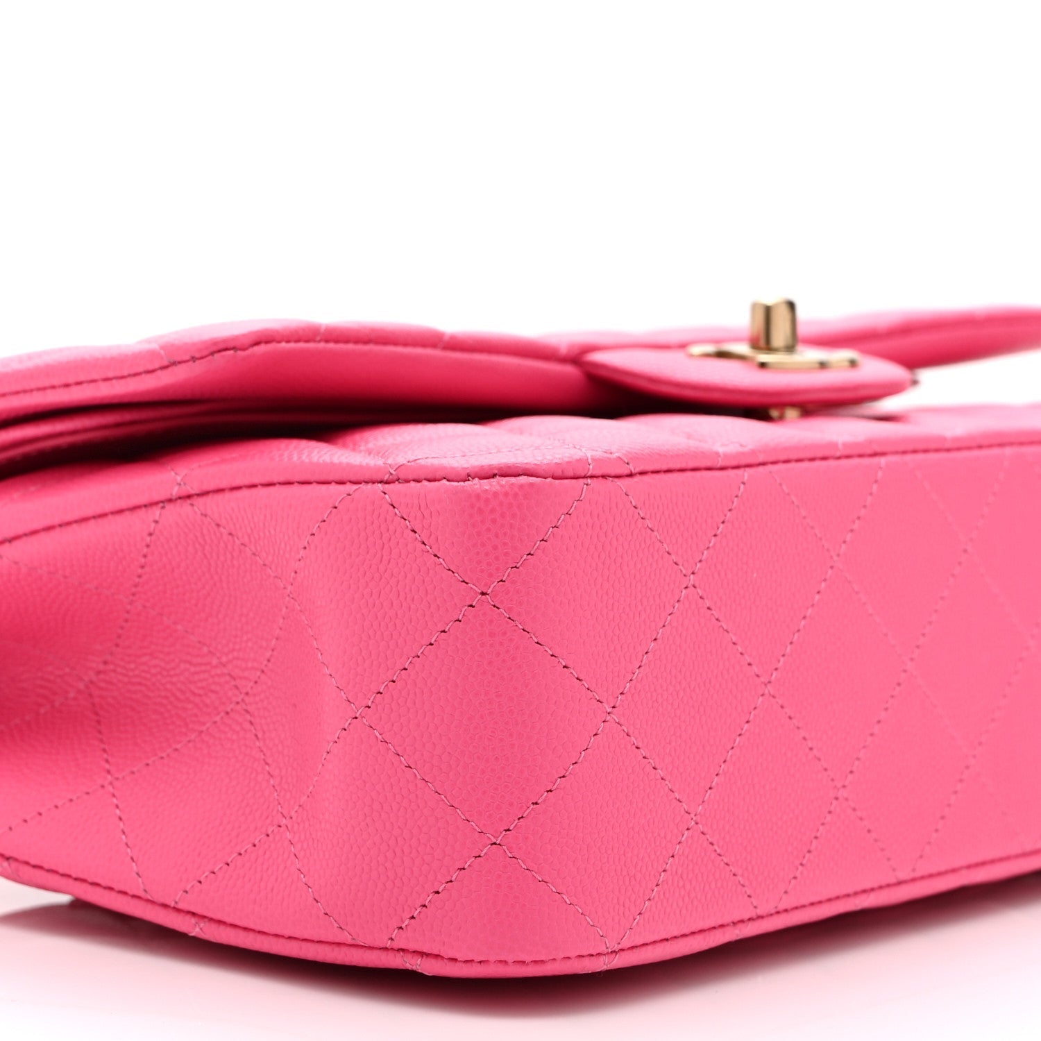 Caviar Quilted Medium Double Flap Pink