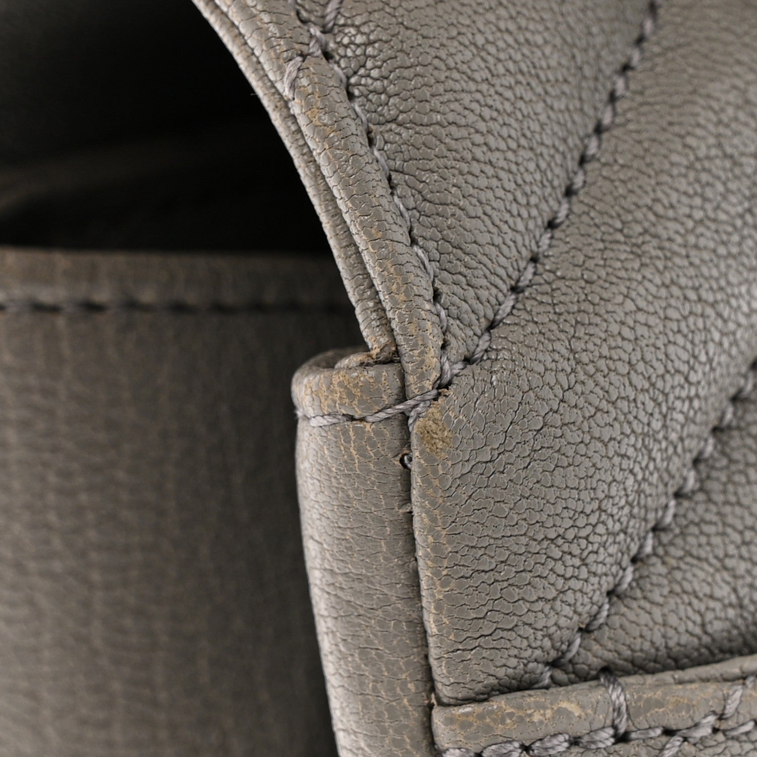 Sheepskin Matelasse Chevron Monogram Medium College Bag Granite