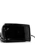 Patent Check Embossed Small Bilmore Tote Black
