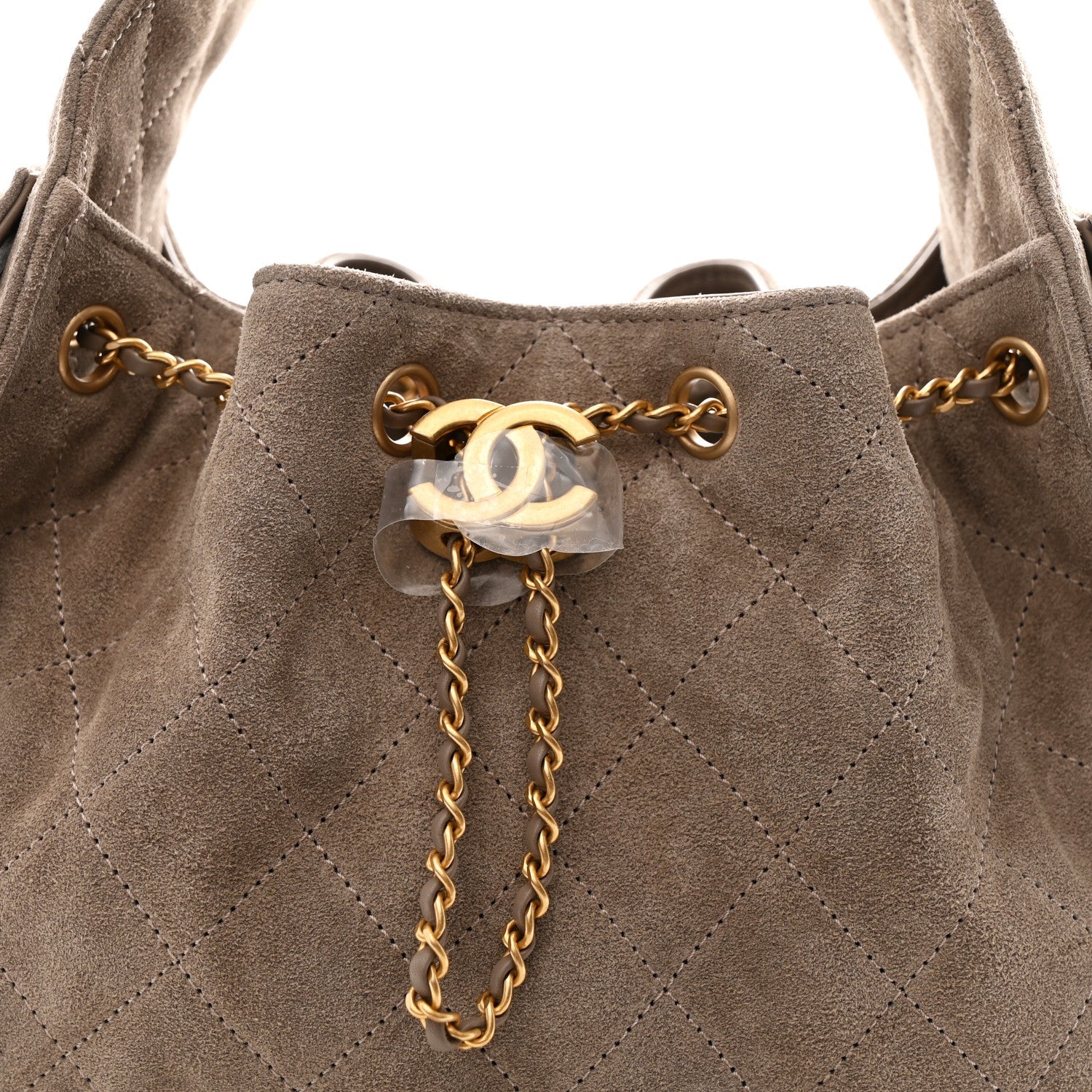 Suede Quilted Small CHNL 25 Handbag Dark Grey