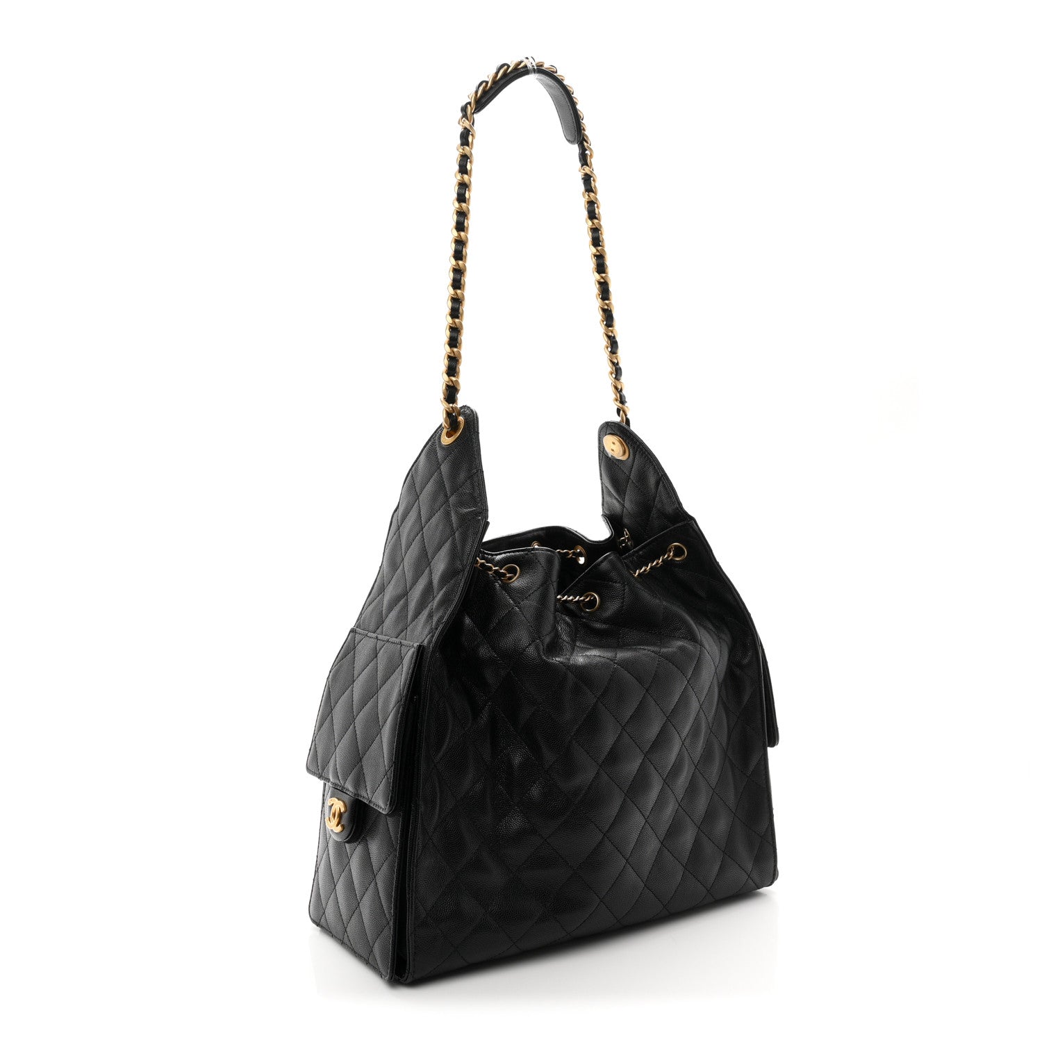 Caviar Quilted Medium CHNL 25 Handbag Black