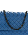 Nappa Intrecciato Small Chain Crossbody Blue