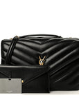 Lambskin Chevron Quilted Large Loulou Black