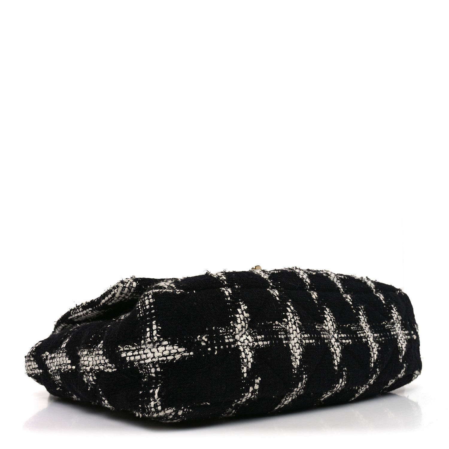 Tweed Quilted Maxi CHNL 19 Flap Black White