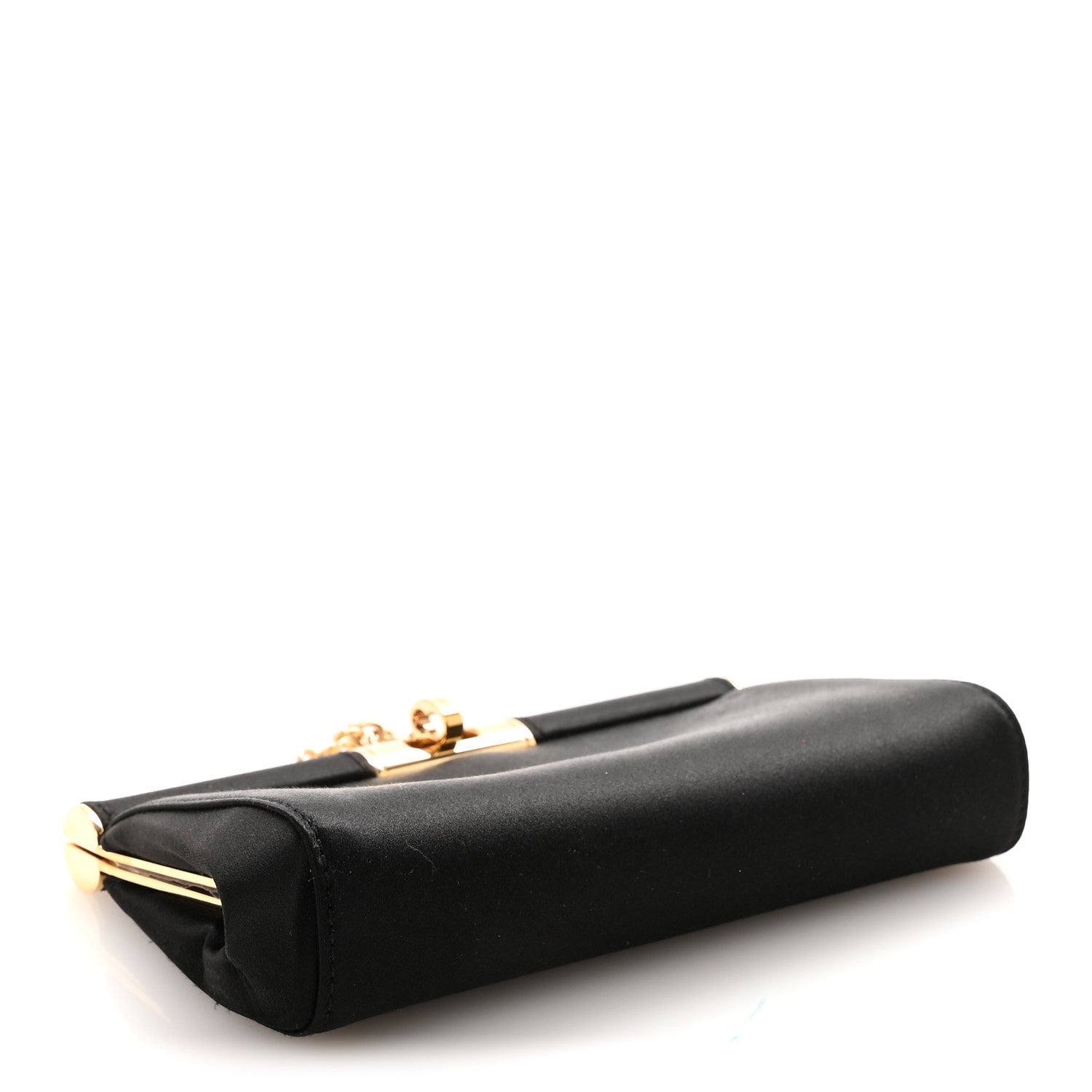 Satin Small Marlene Chain Clutch Black