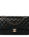Lambskin Quilted Medium Double Flap Black