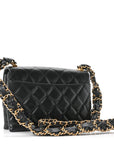 Lambskin Quilted CHNL 19 Chain Flap Wallet Black
