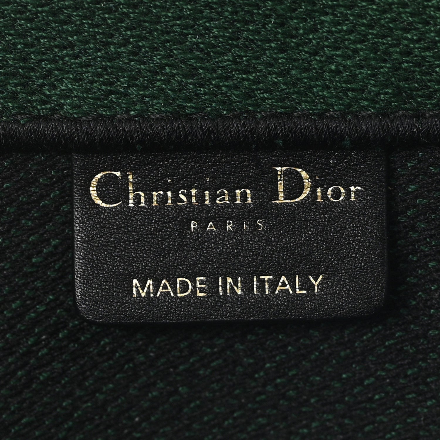 Canvas Embroidered Large Checkered Book Tote Black Green