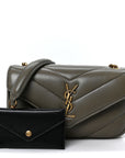 Lambskin Chevron Quilted Mini LouLou Dark Strong Moss