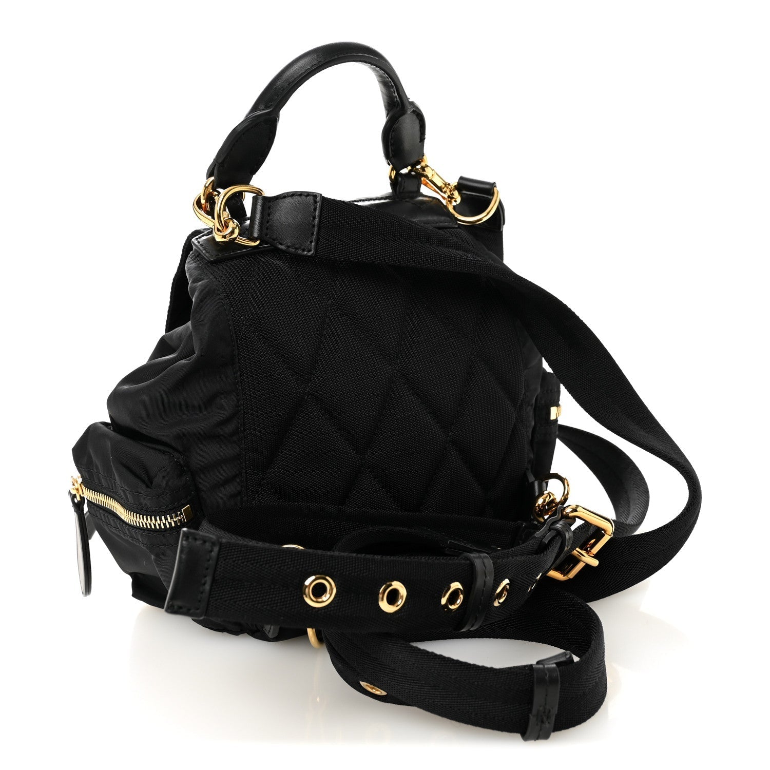 Nylon Small Crossbody Rucksack Backpack Black