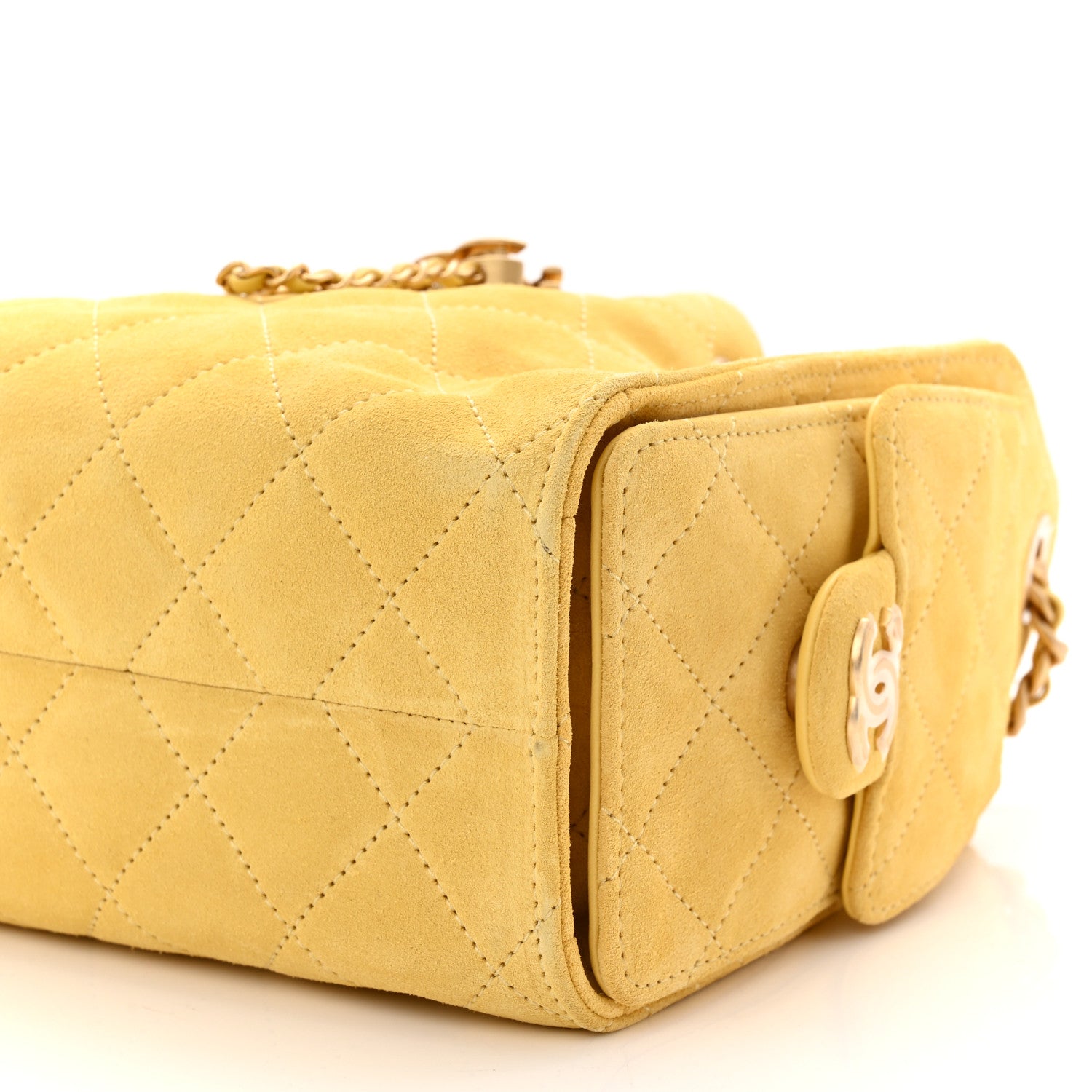 Suede Quilted Mini CHNL 25 Handbag Yellow