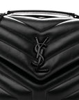 Calfskin Y Quilted Monogram Monochrome Small Loulou Chain Satchel Black