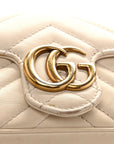 Calfskin Matelasse Super Mini GG Marmont Shoulder Bag White