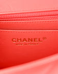 Lambskin Chevron Quilted Mini Rectangular Flap Coral