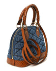 Denim Calfskin Reverse Monogram Malletage Alma BB Blue