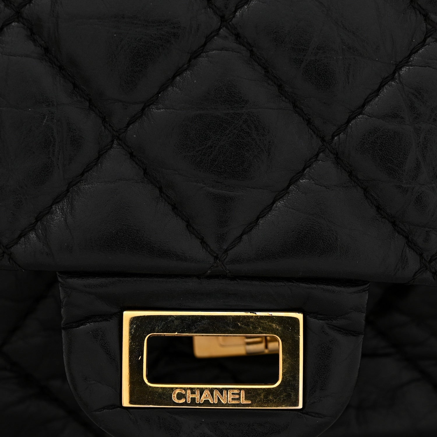 Aged Calfskin Quilted 2.55 Reissue 226 Flap Black