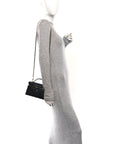Goatskin Quilted Top Handle Slim Vanity With Chain Black