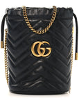 Calfskin Matelasse Mini GG Marmont 2.0 Bucket Bag Black