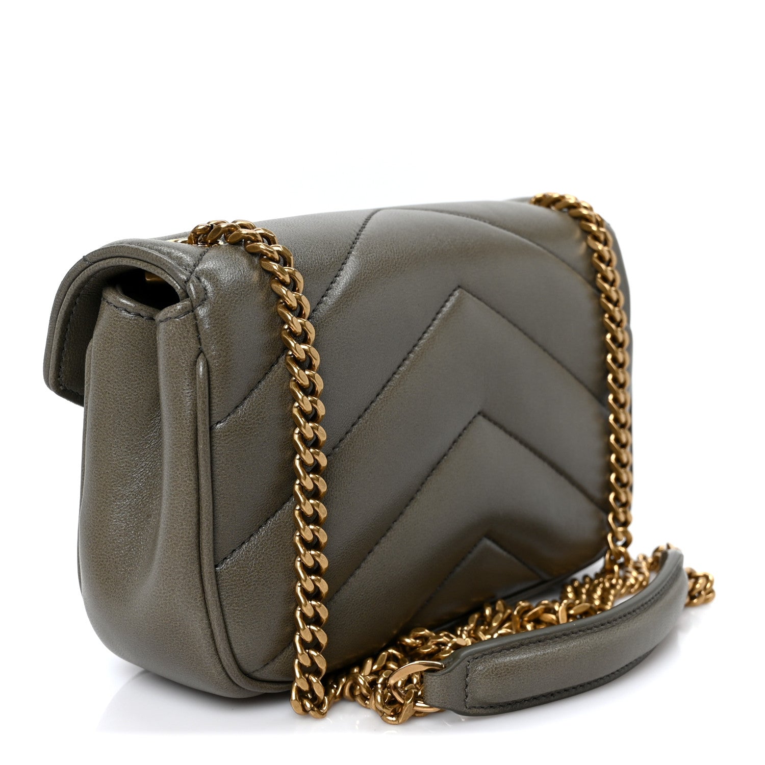 Lambskin Chevron Quilted Mini LouLou Dark Strong Moss