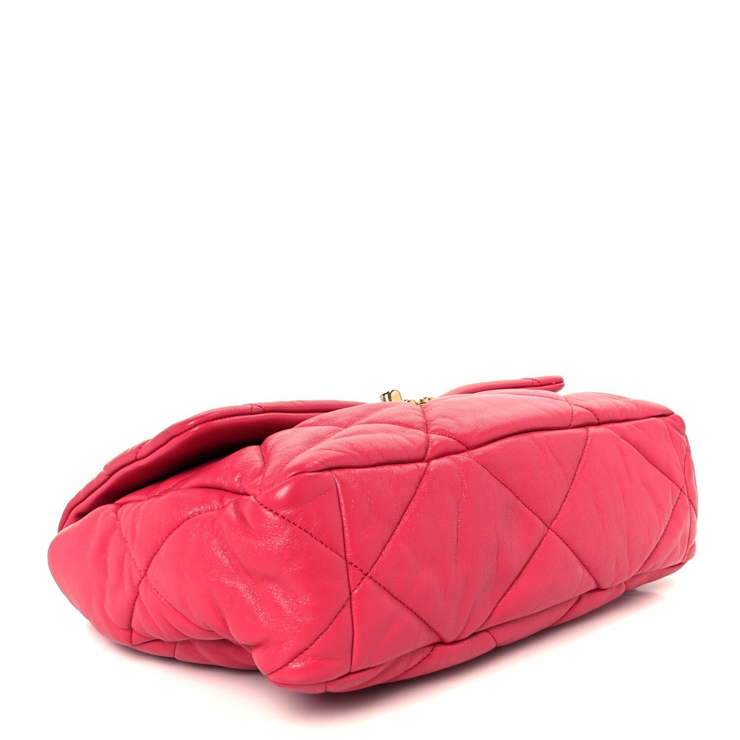 Goatskin Quilted Large CHNL 19 Flap Dark Pink