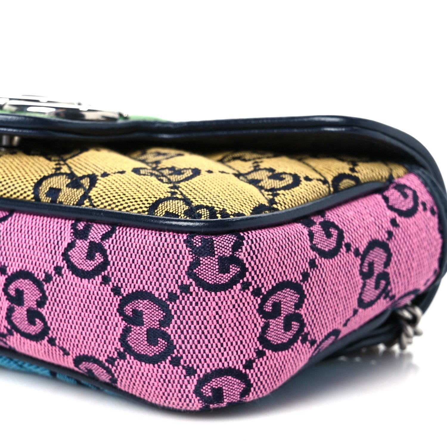 Monogram Multicolor Matelasse Diagonal Super Mini GG Marmont Shoulder Bag Green Blue Yellow Light Blue Pink