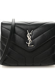 Calfskin Y Quilted Monogram Toy Loulou Crossbody Bag Black
