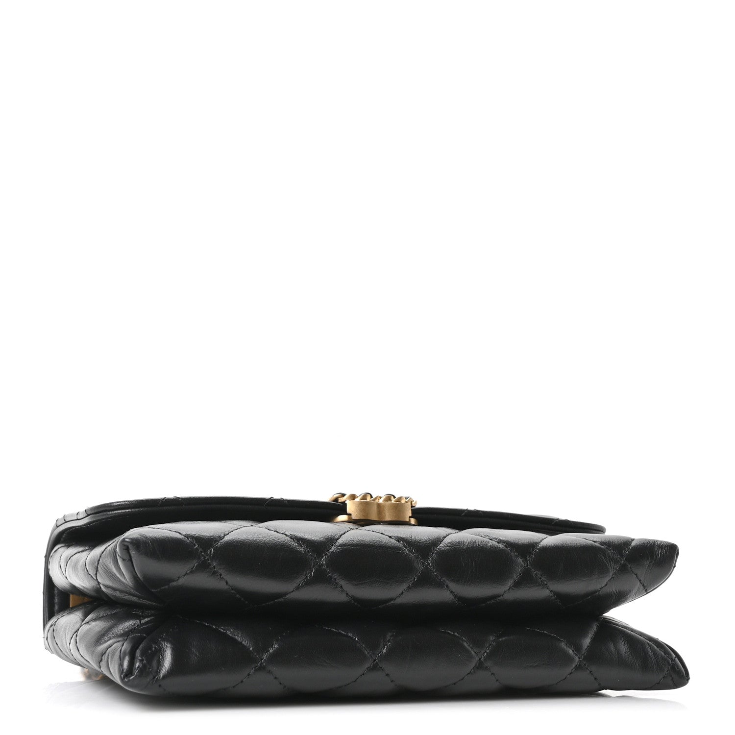 Lambskin Quilted CHNL 19 Chain Flap Wallet Black