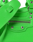 Grained Calfskin Neo Classic Silver Hardware Nano City Crossbody Fluo Green