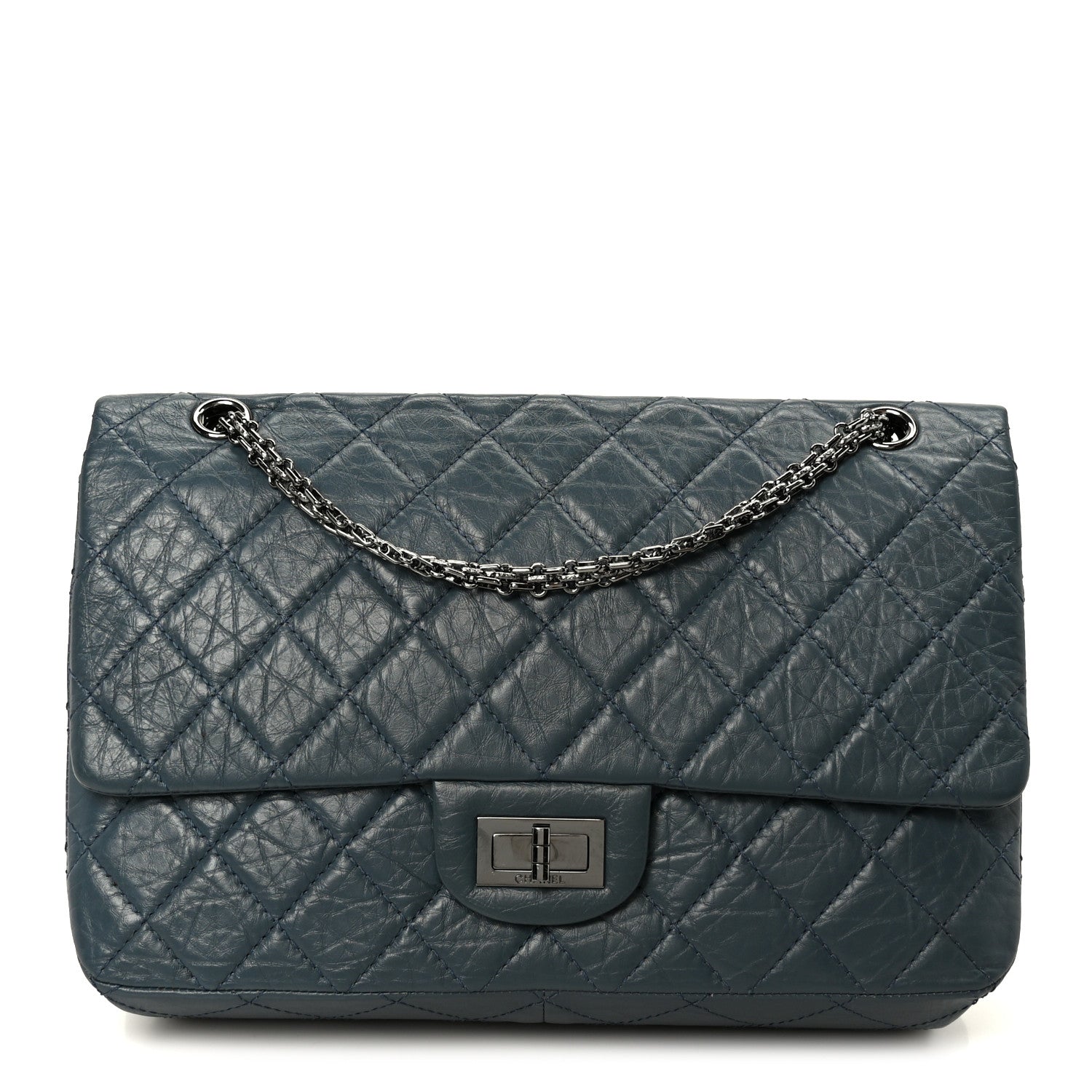 Aged Calfskin Quilted 2.55 Reissue 226 Flap Dark Blue