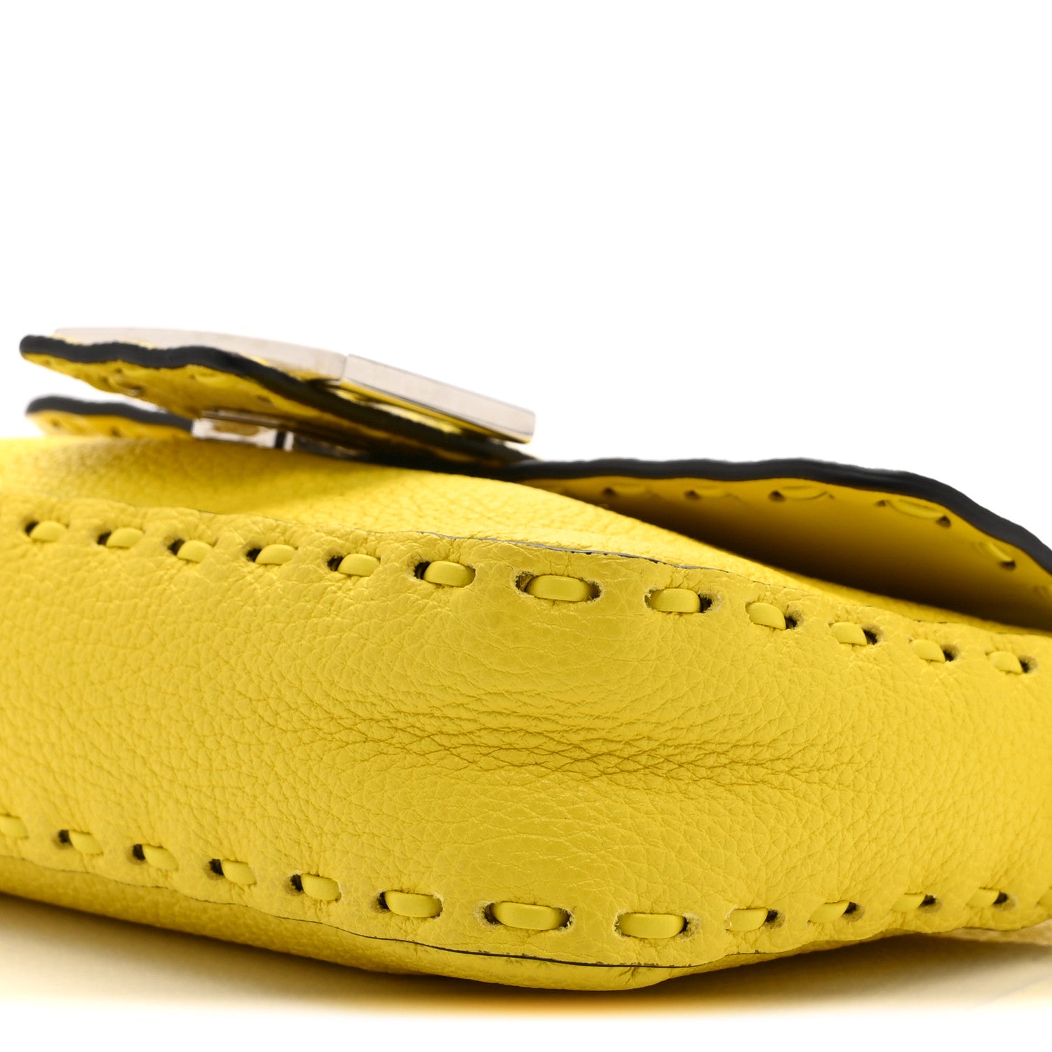 Cuoio Roma Sellerissima Nappa Sintetica Tape Stitch Mini Baguette Acid Yellow