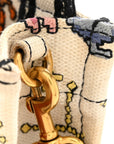 Canvas Embroidered Pixel Zodiac Mini Book Tote Phone Bag Latte Multicolor