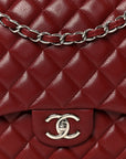 Caviar Quilted Maxi Double Flap Dark Red