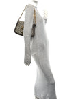 GG Supreme Monogram Textured Dollar Calfskin Blondie Chain Shoulder Flap Bag Beige Ebony New Acero