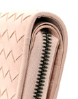 Nappa Intrecciato Small Bi-Fold Zip Wallet Pink